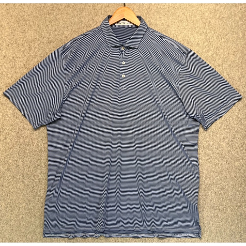 Holderness & Bourne Mens Golf Polo Shirt Blue White Striped Tailored Fit 2XL